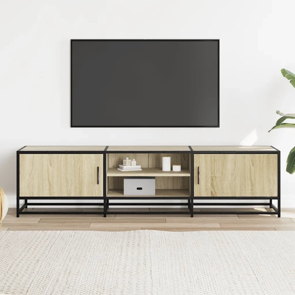 Mobile TV Rovere Sonoma 160x35x41cm Legno Multistrato e Metallo 848845