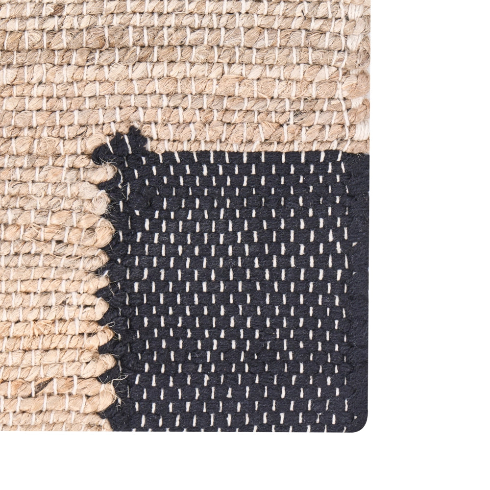 Tappeto beige e nero in juta 160 x 230 cm Rettangolare Tessuto Stile rustico Soggiorno Camera da letto