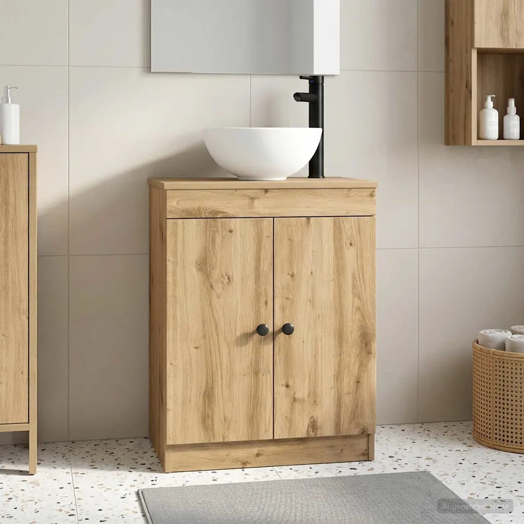 Mobile da bagno con Lavabo | Armadio Lavabo Rovere Artigianale 54 x 35 x 83 cm