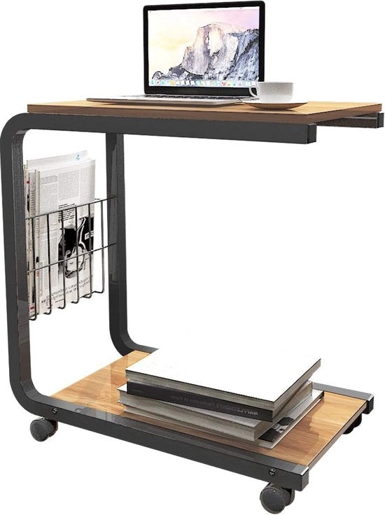 Tavolo supplementare con ruote, tavolo da caffè, tavolo salotto, comodino, tavolo da laptop, 51 x 30 x 56 cm, supporto per laptop, supporto per notebook con ruote e piastra di appoggio