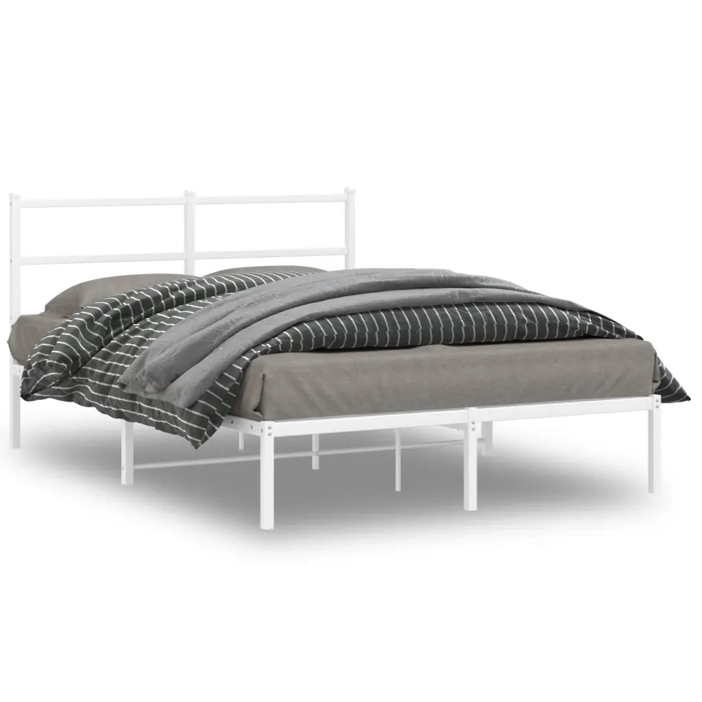 Letto matrimoniale | Letto per adulti | Giroletto con Testiera Metallo Bianco 140x190 cm