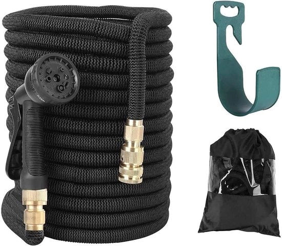 Serpentino da giardino 100ft/30m con guida flessibile e diffusore multifunzione, pantaloni da giardino, nero (30m)