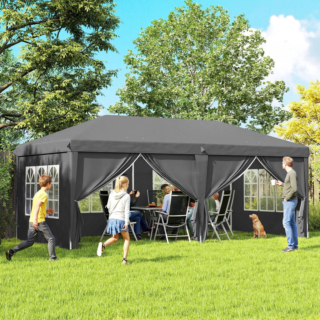 Tonnelle Giardino Pieghevole ¨C zephmum ¨C Grigio Scuro 300x600x250 cm