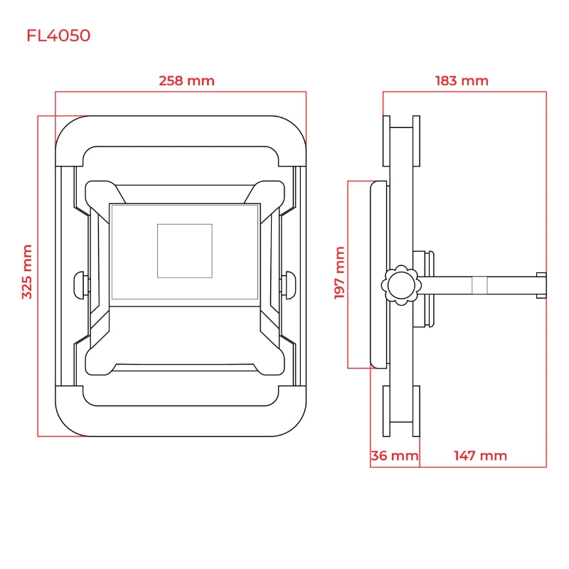 Faro LED 50W con presa 230V verde orientabile IP54