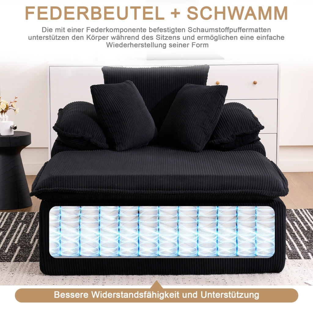 DIVANO Relax senza installazione 177x122x92 cm in velluto a coste Nero