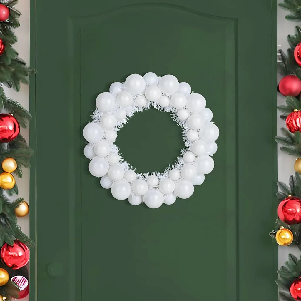 Corone di Palline di Natale 2 pz-Decorazioni natalizie Bianco 33 x 33 x 7 cm