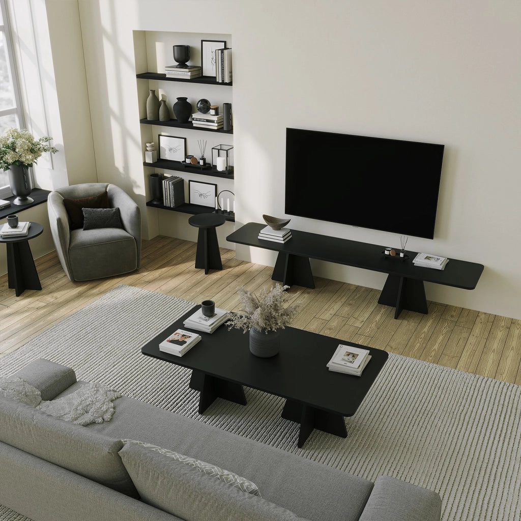Ottana, Tavolino da Salotto Forma Rettangolare, 120x60x40h cm Nero