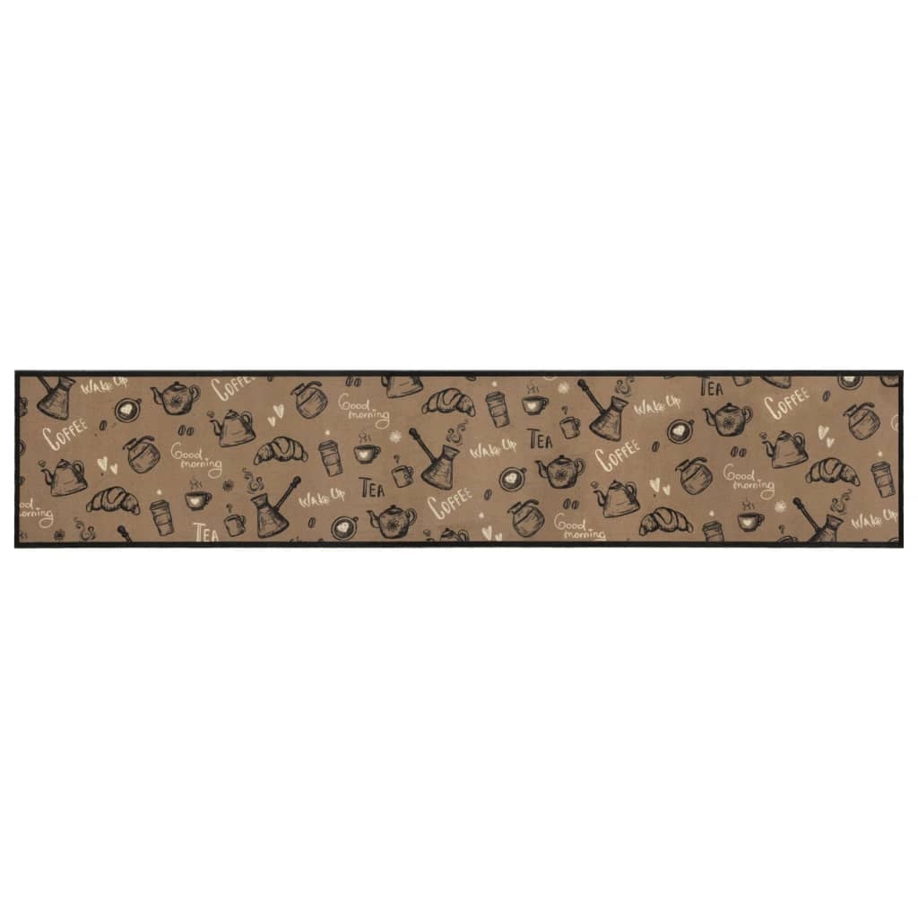 Tappetino da cucina lavabile con stampa elegante 300 x 60 cm antiscivolo design confortevole in velluto marrone 02_0056428