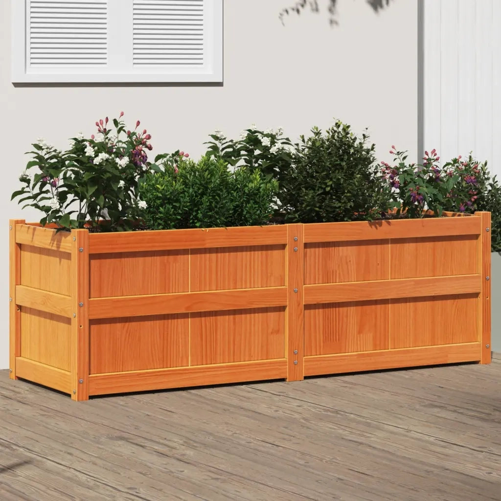 Fioriera Giardino-Vaso da Esterno-Contenitore per Piante Marrone Cera 150x50x50 cm Legno Massello Pino