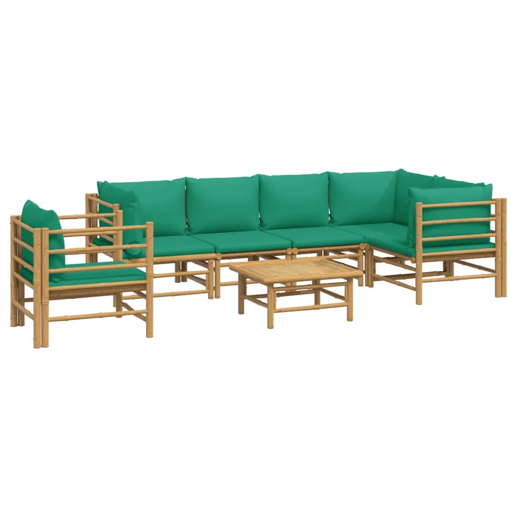 Set Salotto da Giardino 7pz con Cuscini Verdi BambÃ¹cod mxl 100276