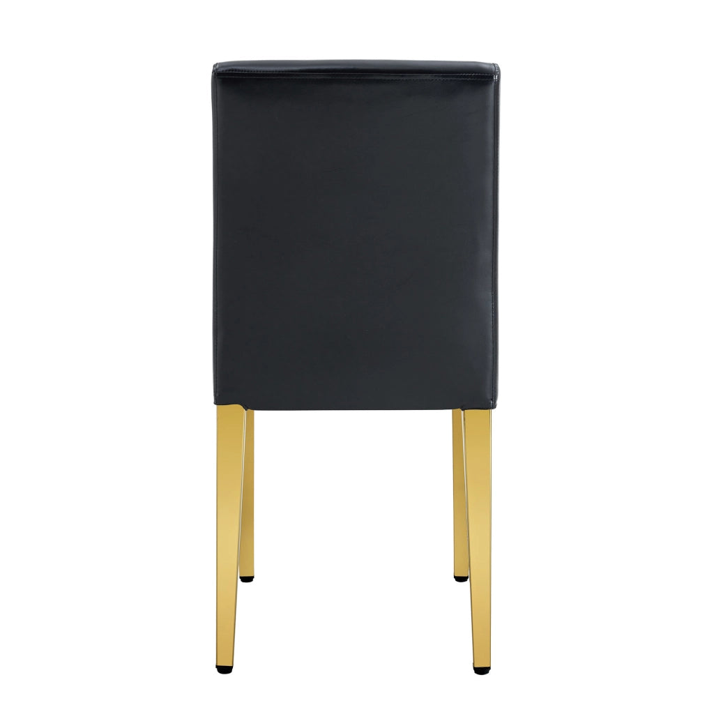 Set di sedie da pranzo moderne in PU nero con gambe in metallo dorato
