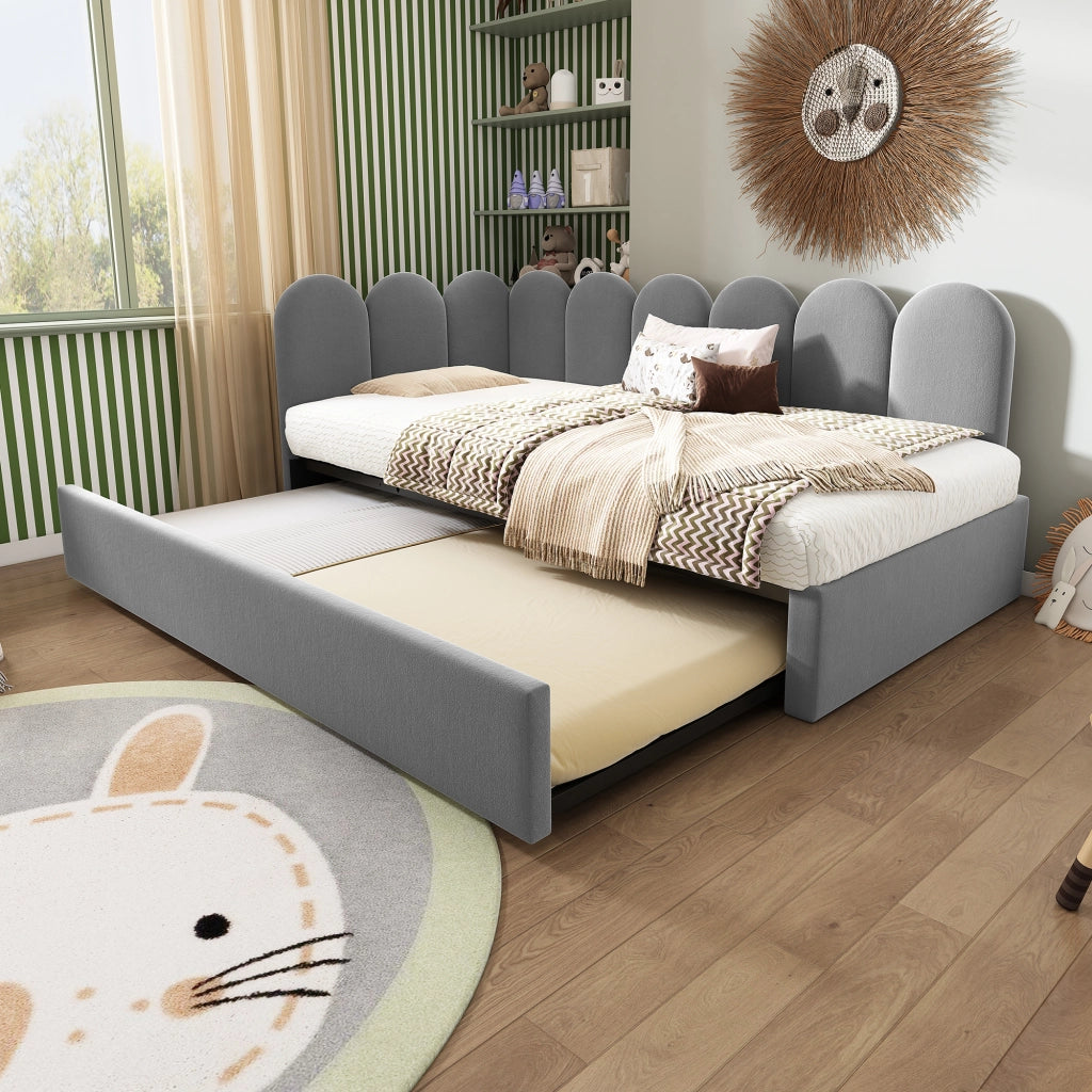 Daybed singolo – 90x200 cm – estraibile rete – velluto grigio