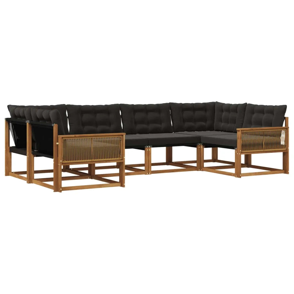Set di divani da esterno 6 pz Naturale e Nero 3381652