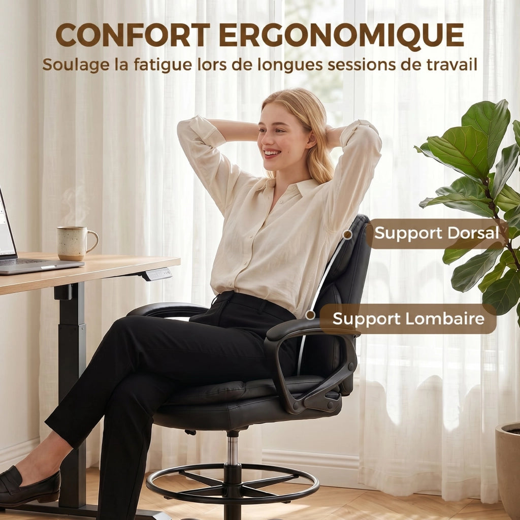 Sedia da ufficio ergonomica regolabile in altezza ¨C zephmum ¨C nero 61x61x108 cm
