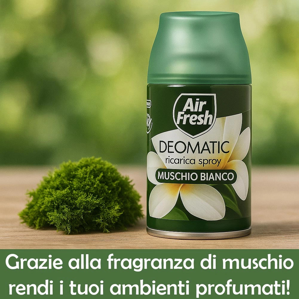 AIR FRESH Deomatic 6 x 250 ml Ricarica Spray Profumatore Ambiente Muschio Bianco