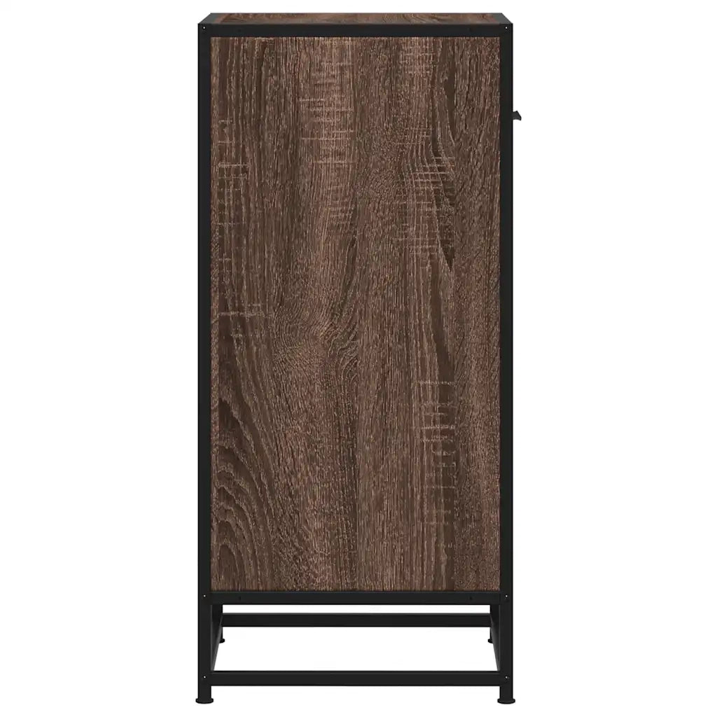 Credenza Rovere Marrone 35,5x35x76 cm in Truciolato e Metallo 848958