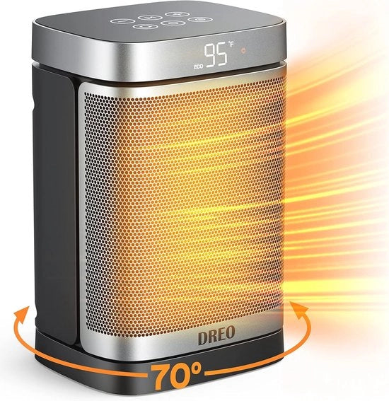 Asciugacapelli a batteria 1500W per interni, compatibile con Alexa e Google Assistant, oscillante a 70° con termostato e telecomando