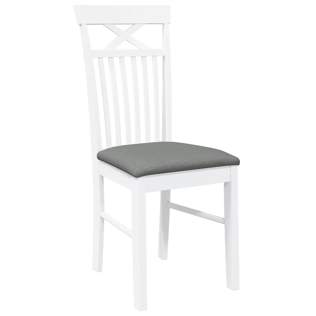 Sedie da Pranzo con Cuscini 2 pz Bianco Legno Massello di Hevea 4102413