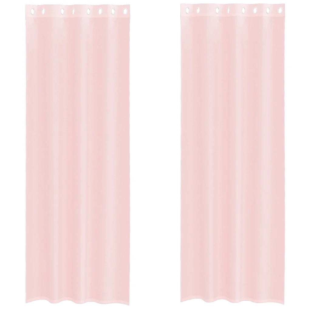 Tende in Voile con Occhielli 2 pz Rosa Chiaro 140x260 cm 4102087