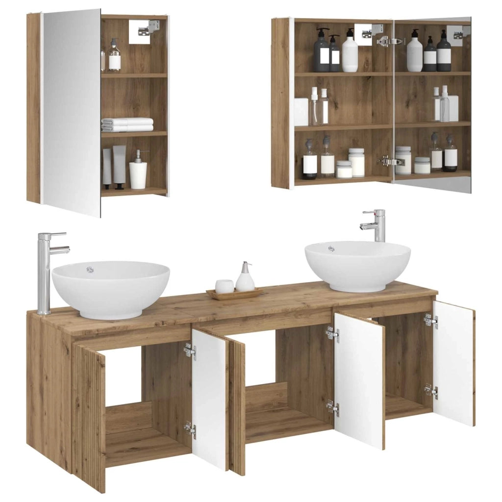 Set di Armadi da Bagno 5 pcs Rovere Artigianale 3406494