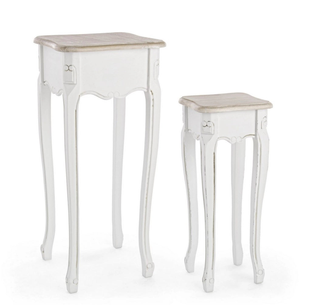 Tavolino in Legno Antico Bianco Shabby Chic Justine Bizzotto Formato: L