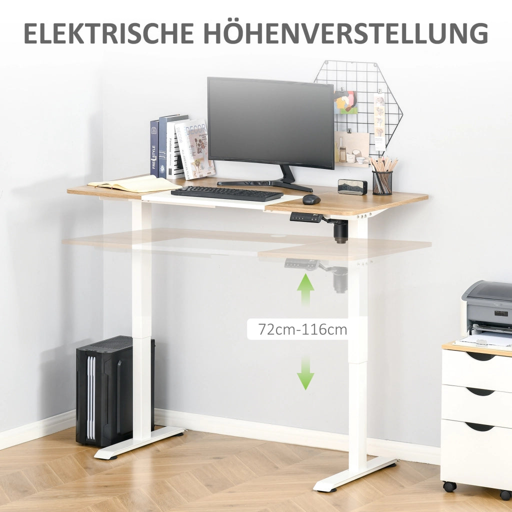 Scrivania lineare elettrica regolabile in altezza con 4 memorie piano 140 × 70 cm in ferro bianco per ufficio