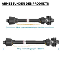 Albero cardanico T4 Giunto 1250-1375mm 460Nm 540rpm Cardano 40kW (55CV) 35mm rotondo 1 3/8" 6 denti