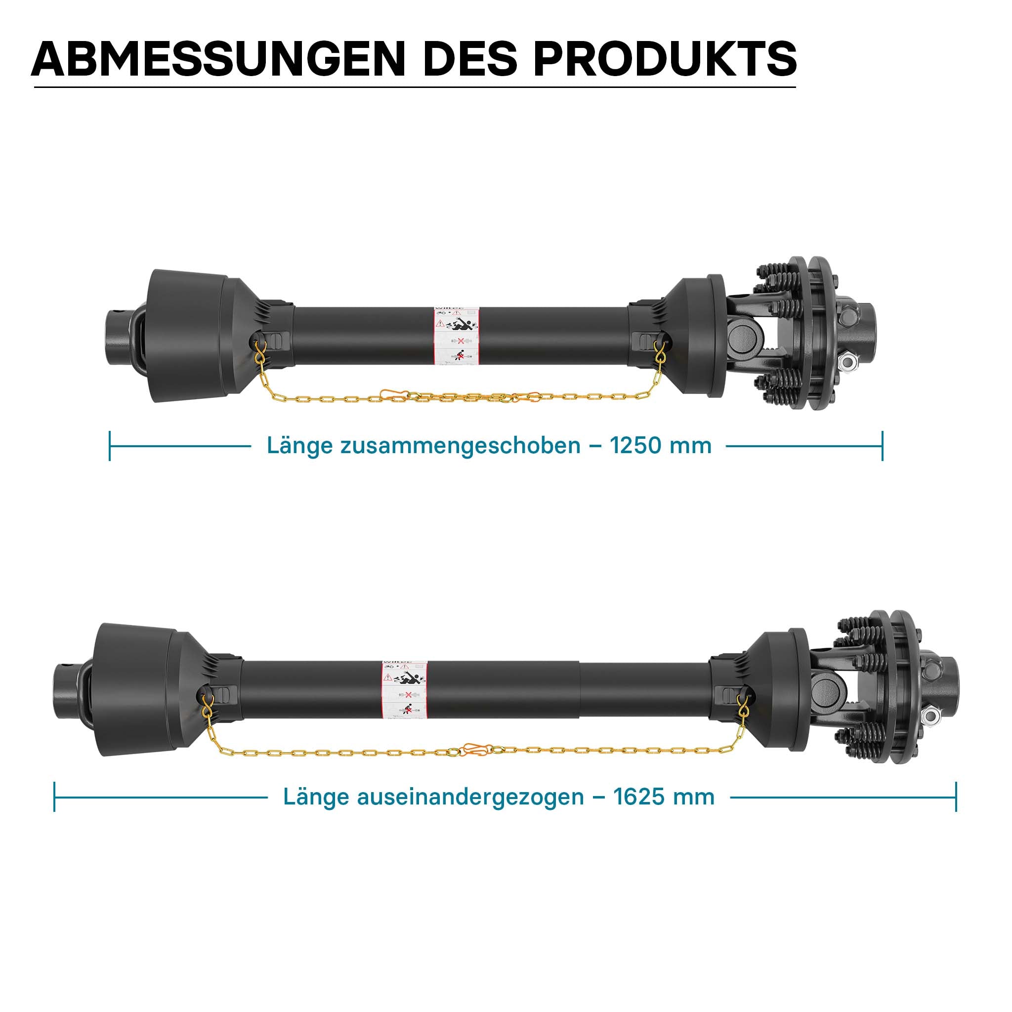Albero cardanico T4 Giunto 1250-1375mm 460Nm 540rpm Cardano 40kW (55CV) 35mm rotondo 1 3/8" 6 denti