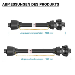 Albero cardanico T4 Giunto 1250-1375mm 460Nm 540rpm Cardano 40kW (55CV) 35mm rotondo 1 3/8" 6 denti