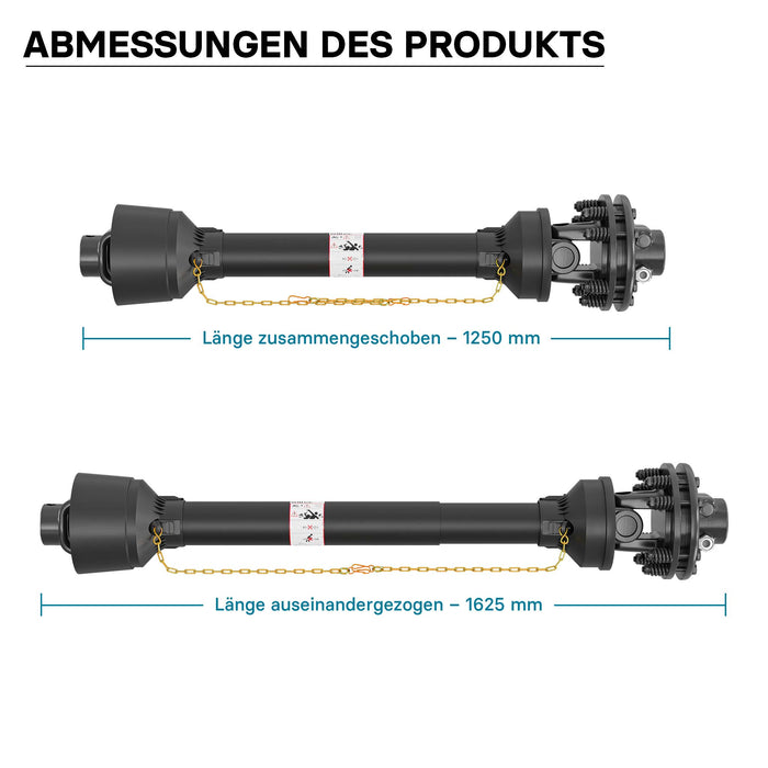 Albero cardanico T4 Giunto 1250-1375mm 460Nm 540rpm Cardano 40kW (55CV) 35mm rotondo 1 3/8" 6 denti