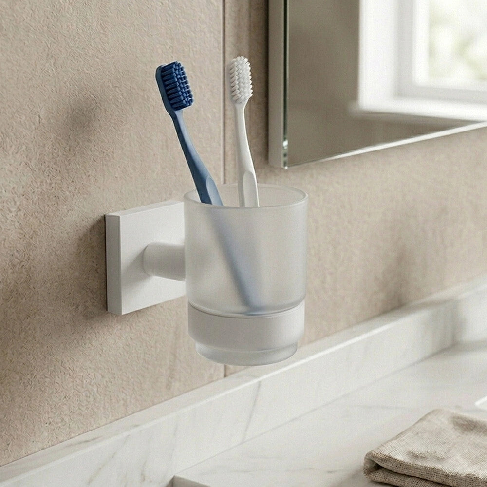 Porta spazzolini da muro bianco in acciaio inox Sidera