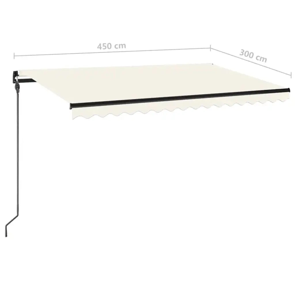 Tenda da Sole Retrattile Manuale con LED 450x300 cm Crema 3069122