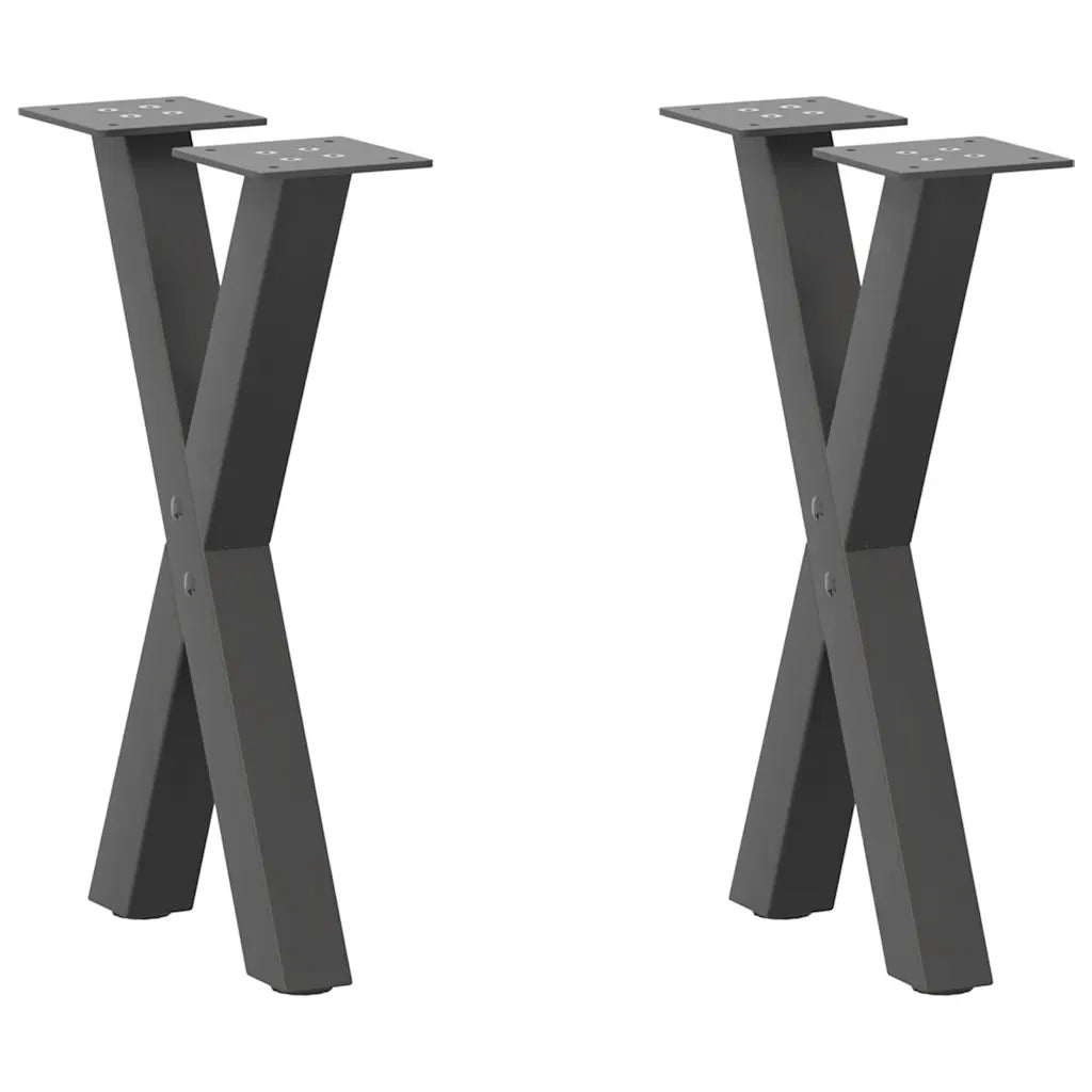 Gambe per Tavolino da CaffÃ¨ a Forma di X 2 pz Antracite 28x(42-43) cm Acciaio