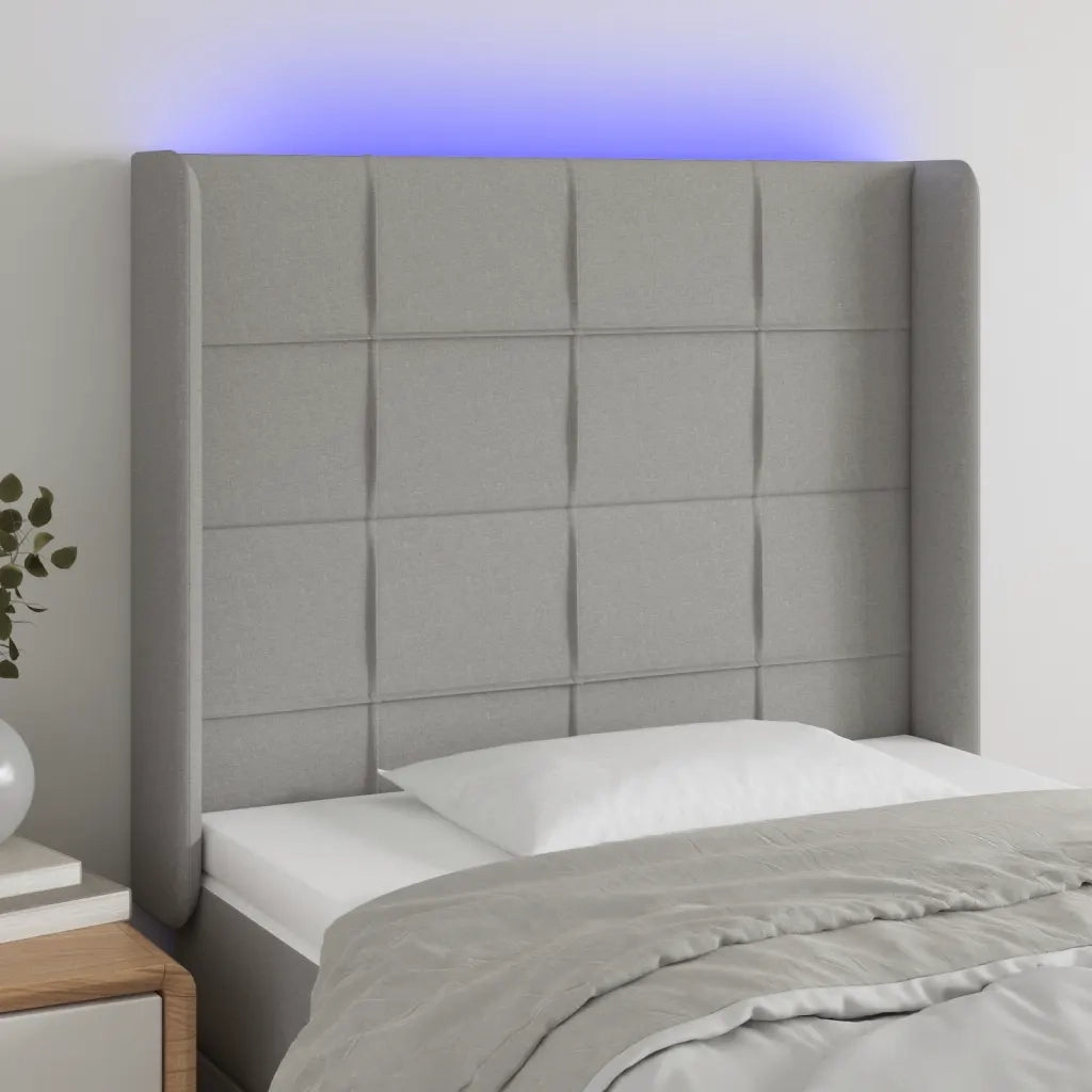 Testiera a LED Grigio Chiaro 93x16x118/128 cm in Tessuto 3124030