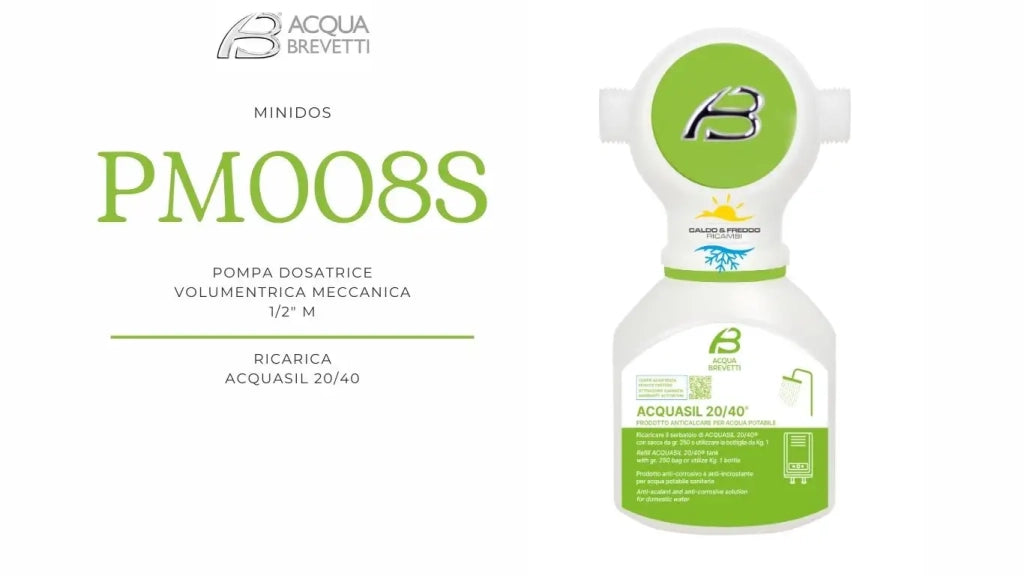 Acquabrevetti pompa dosatrice anticalcare MiniDos con attacchi da 1/2" M -PM008S 
