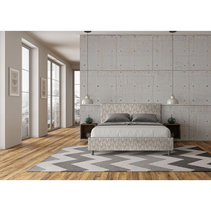 Letto imbottito Matrimoniale 160x200 cm tessuto Era Adele - Contenitore,Grigio