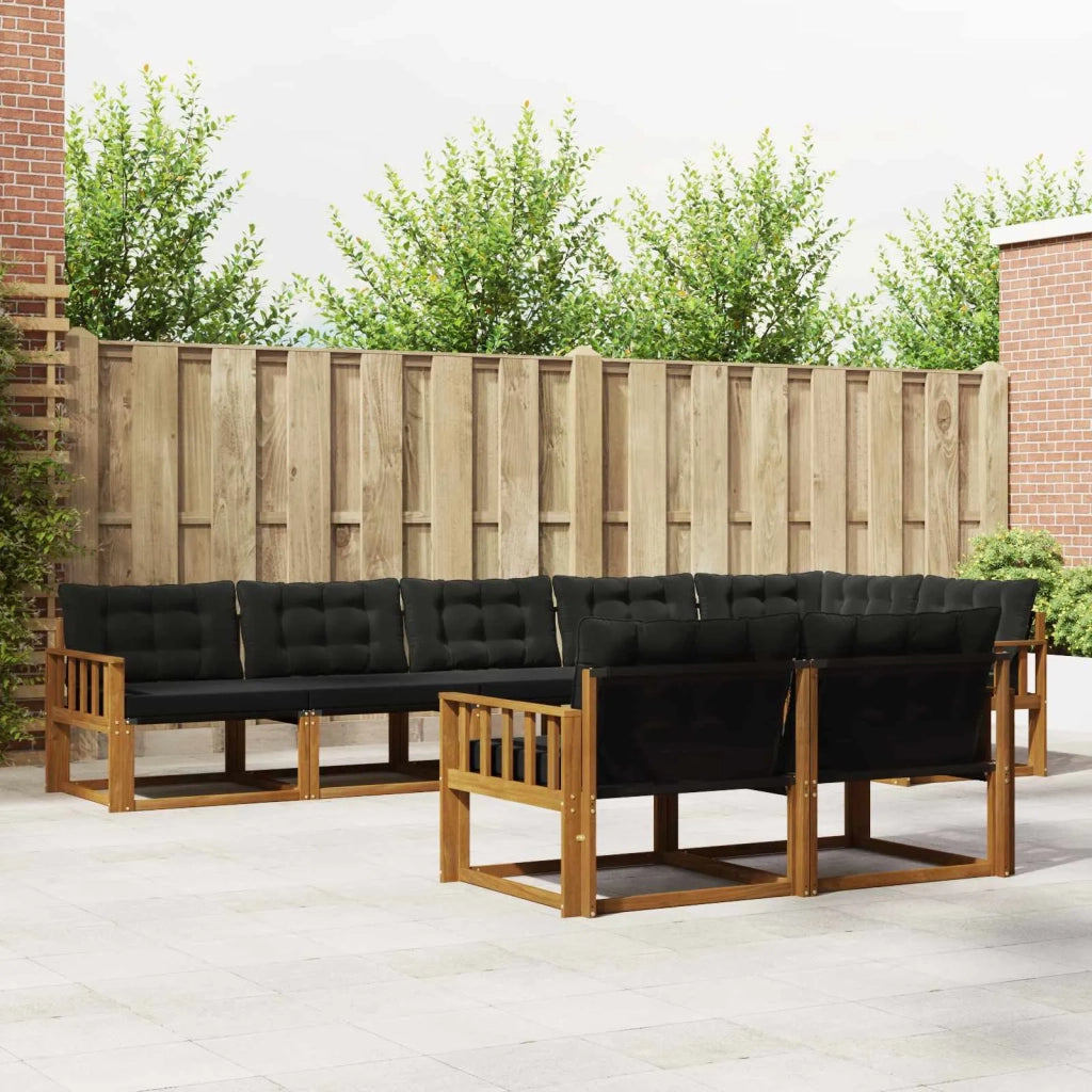 Set di divani da esterno con cuscino 8 pcs Naturale e Nero 3369575