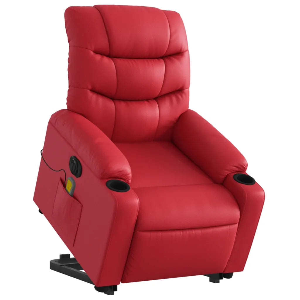 Poltrona Alzapersona Reclinabile Elettrica Rossa in Similpelle 3206625