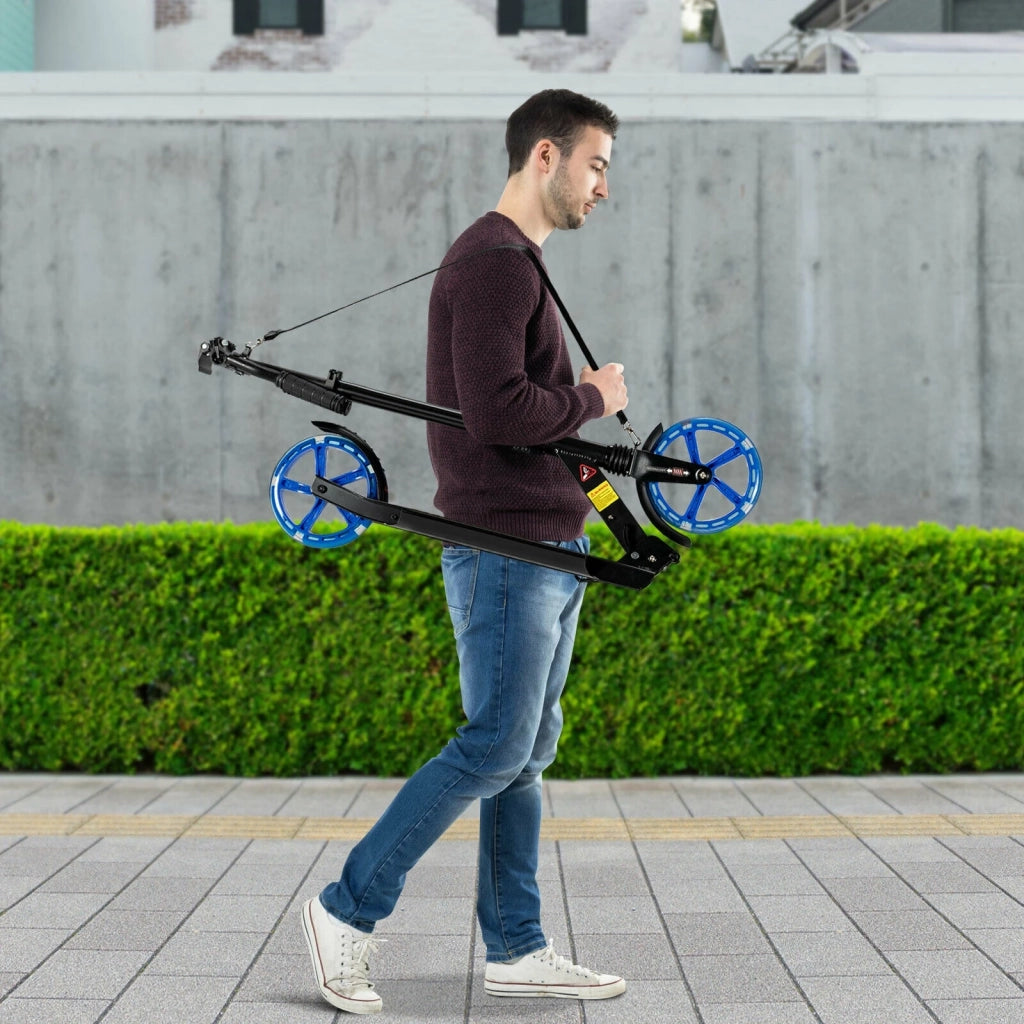 Aluminum Folding Kick Scooter with LED Wheels for Adults and Kids-Black