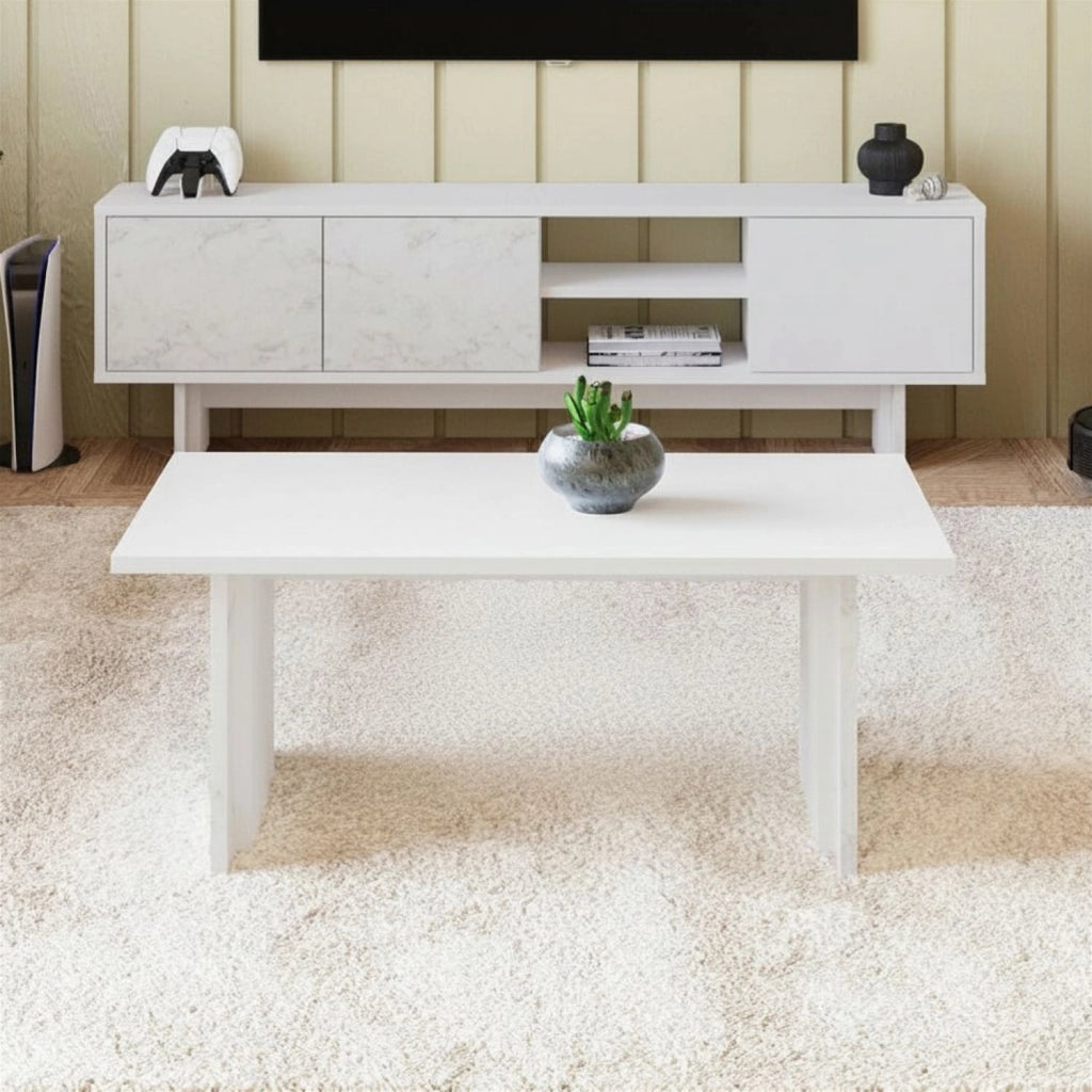 Tavolino in legno "Ravello" - 90 x 50 x 40 cm - Bianco