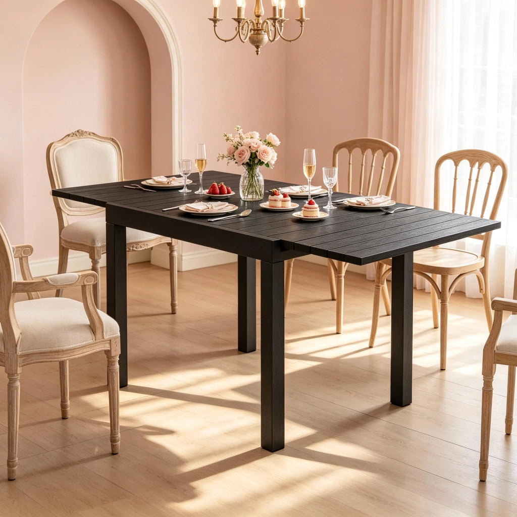 TAVOLO da giardino allungabile 80-160 cm in alluminio nero per 4-6 persone