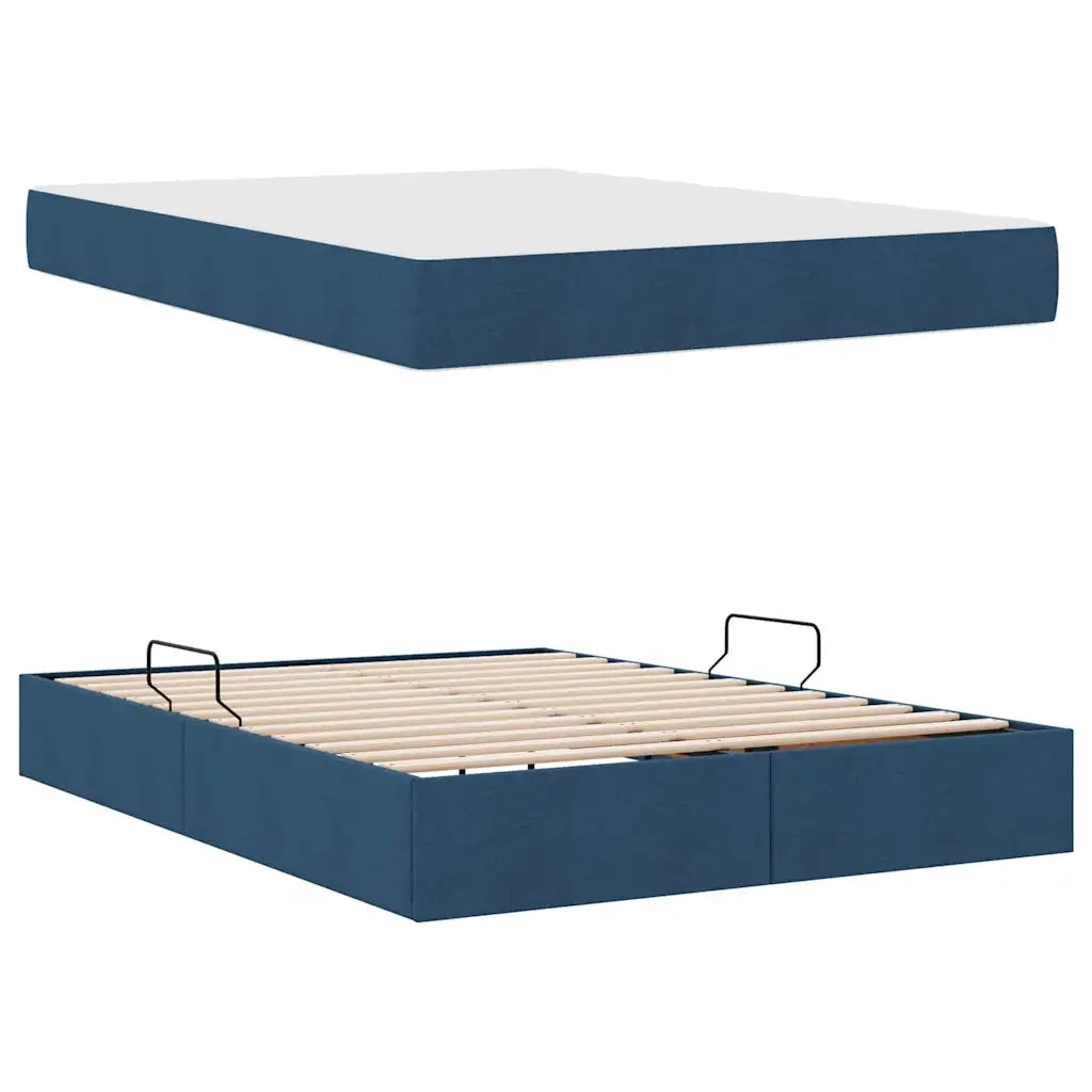 Letto con contenitore e materasso Blu 140 x 200 cm Poliestere
