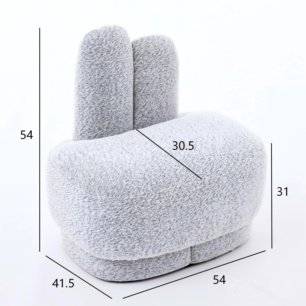 POUF imbottito a forma di coniglio in tessuto grigio antico bianco