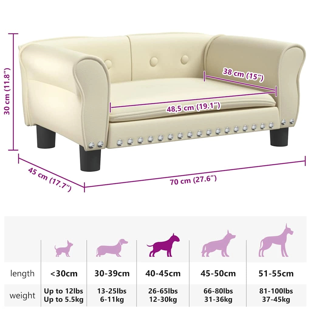 Divano letto per cani comodo 70 x 45 x 30 cm crema similpelle 02_0042820