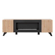 Mobile TV design con camino decorativo color rovere e nero collezione NIELSEN.