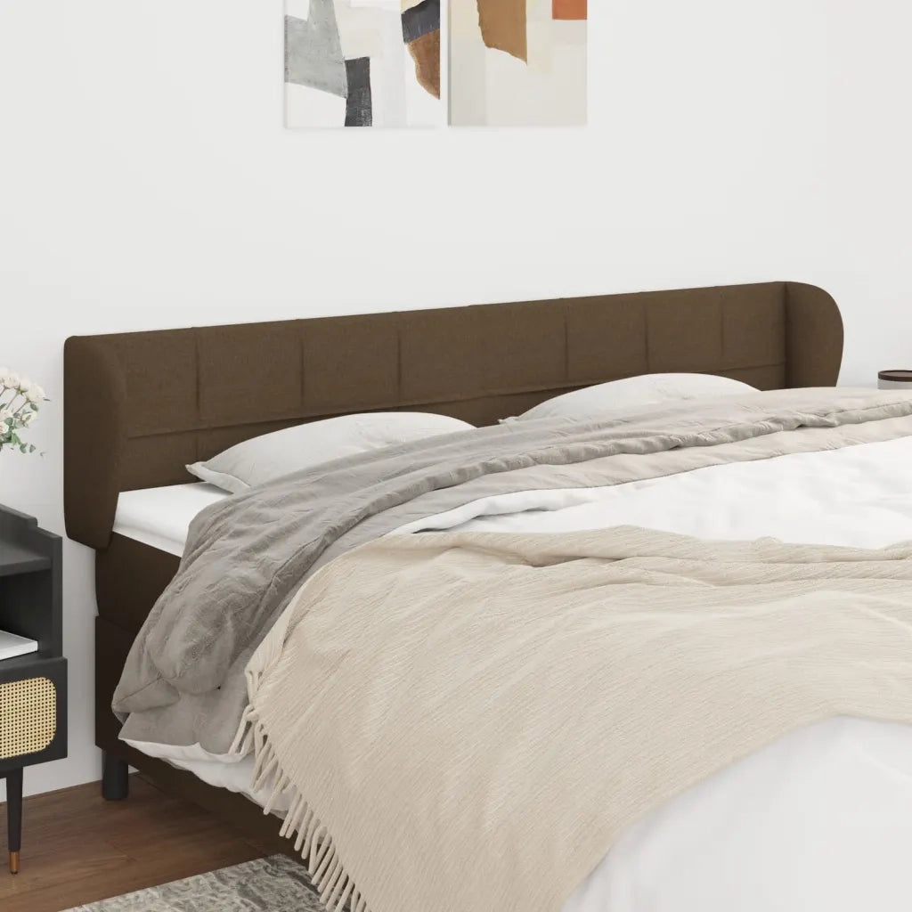 Testiera ad Orecchio-Testata con Orecchie Marrone Scuro 163x23x78/88 cm in Tessuto 645925
