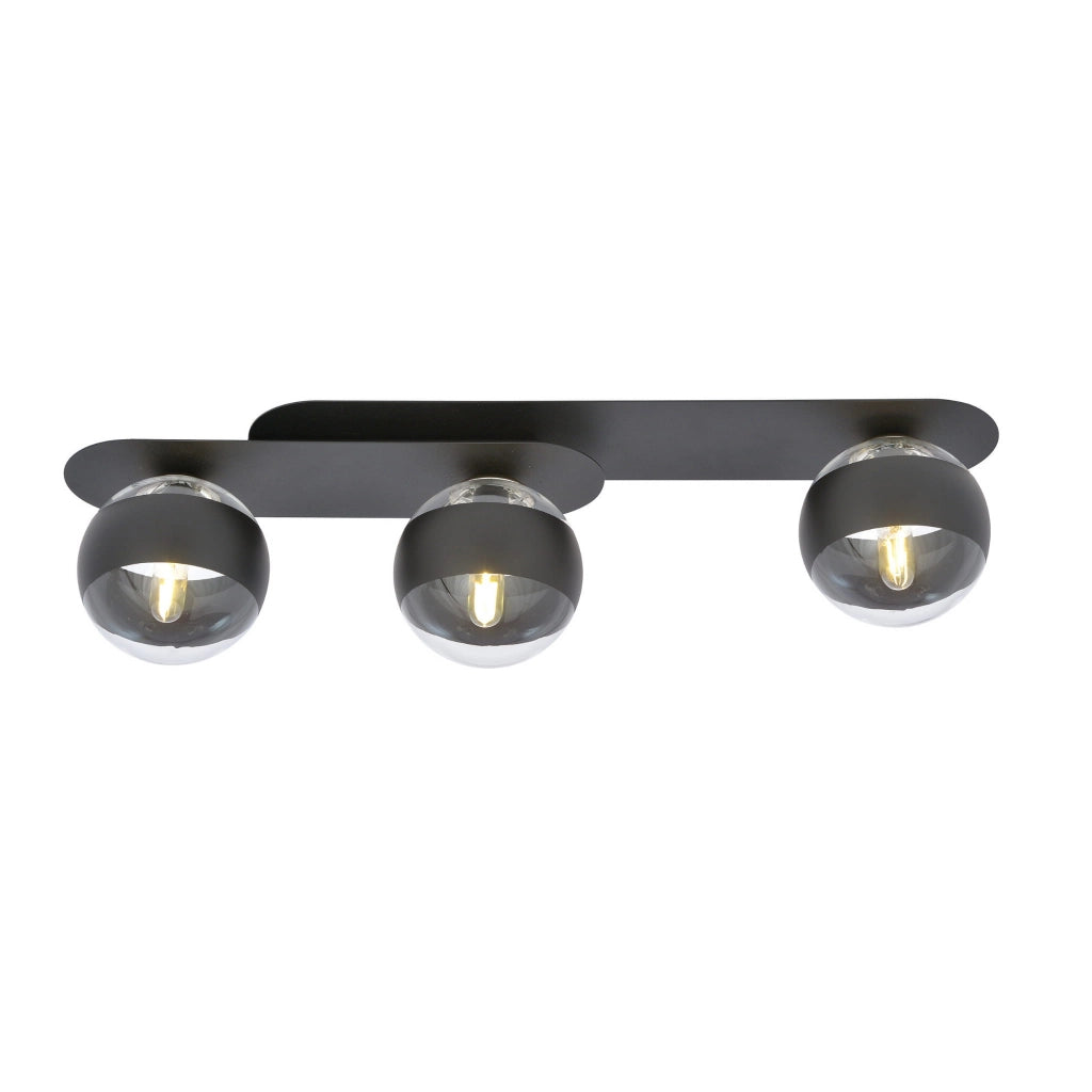 Plafoniera Emibig Plaza 3 3xE14 metallo nero trasparente