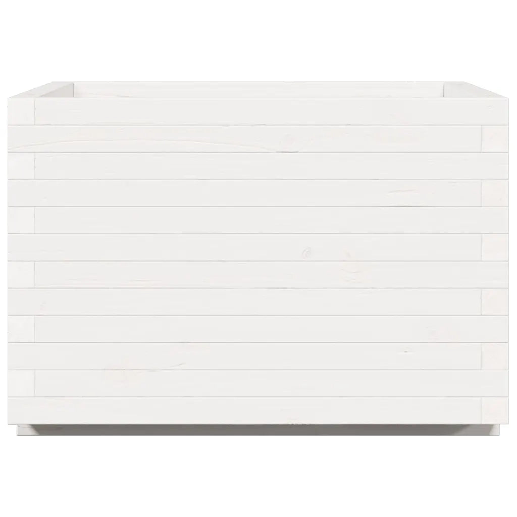 Fioriera da Giardino-Vaso da Esterno Bianca 70x70x49,5cm Legno Massello di Pino 262608