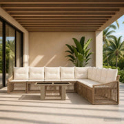 Set Divano da Giardino 10 pz Beige e Bianco Crema polyrattan 3437262