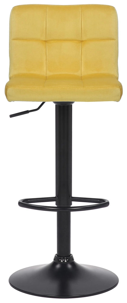 Sgabello imbottito bar Feni in velluto giallo